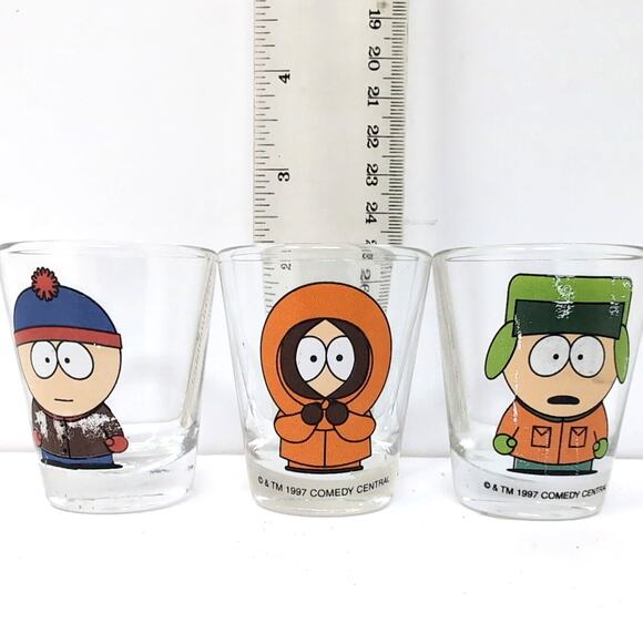 South Park 2 Inch Shot Glasses Lot Set Of 3 Stan Kenny Kyle Comedy Central 1997 - Picture 2 of 8